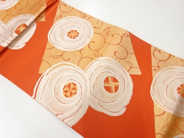 JAPANESE KIMONO / ANTIQUE FUKURO OBI / SILK / WOVEN ARABESQUE